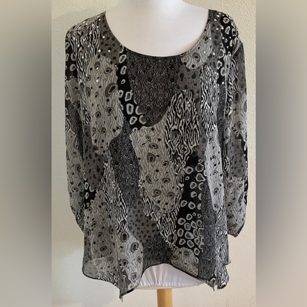 Style and Co. Animal Print Blouse Size Medium